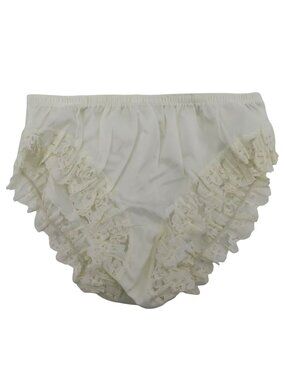 VTG NEW No tags Fitzgerald Women 7 Lace Trim Panty All Nylon Solid White Ivory